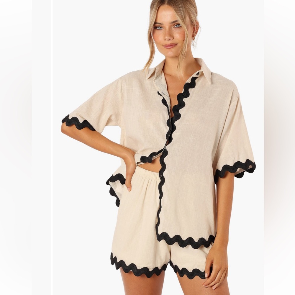 Petal & Pup Wilson Rickrack trim cotton collar shirt top